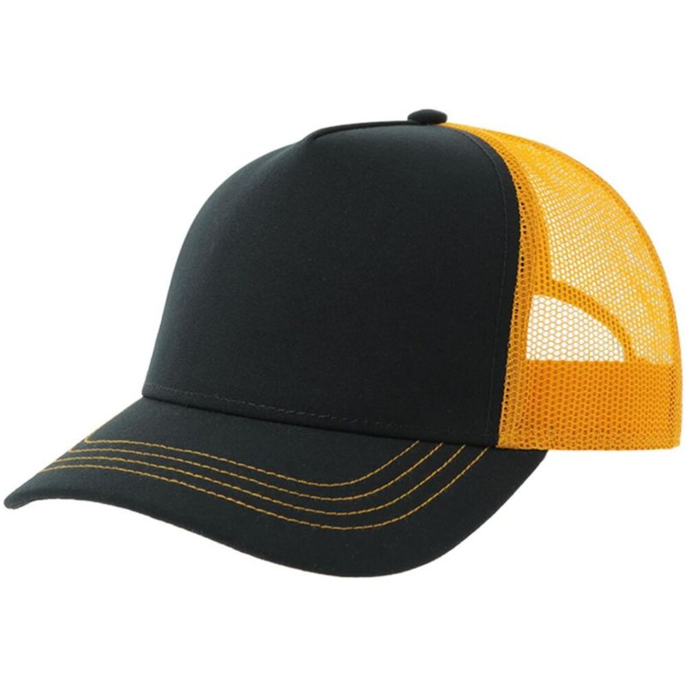 Atlantis Unisex Adult Rapper 5 Panel Canvas Recycled Trucker Cap / Navy/Yellow
